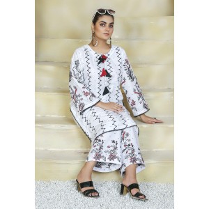 2 Piece Kurti Salwar Embroidery Set - Pure Cotton Collection Stylish Solid Color Light Weight Cotton Fabric Suit Top Bottom Salwar Kameez Indian Pakistani Embroidered Suit For Event Party Outdoor Dress - White 2 Piece Kurti Salwar Embroidery Set - Pure Cotton Collection Stylish Solid Color Light Weight Cotton Fabric Suit Top Bottom Salwar Kameez Indian Pakistani Embroidered Suit For Event Party Outdoor Dress - White