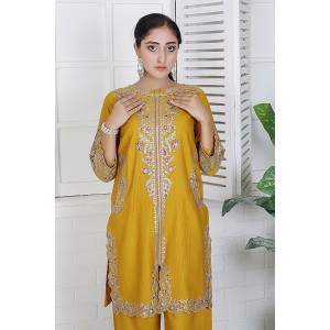2 Piece Kurti Salwar Embroidery Set - Pure Cotton Collection Stylish Solid Color Light Weight Cotton Fabric Suit Top Bottom Salwar Kameez Indian Pakistani Embroidered Suit For Event Party Outdoor Dress - Golden 2 Piece Kurti Salwar Embroidery Set - Pure Cotton Collection Stylish Solid Color Light Weight Cotton Fabric Suit Top Bottom Salwar Kameez Indian Pakistani Embroidered Suit For Event Party Outdoor Dress - Golden