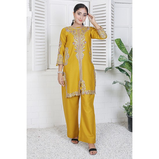 2 Piece Kurti Salwar Embroidery Set - Pure Cotton Collection Stylish Solid Color Light Weight Cotton Fabric Suit Top Bottom Salwar Kameez Indian Pakistani Embroidered Suit For Event Party Outdoor Dress - Golden 2 Piece Kurti Salwar Embroidery Set - Pure Cotton Collection Stylish Solid Color Light Weight Cotton Fabric Suit Top Bottom Salwar Kameez Indian Pakistani Embroidered Suit For Event Party Outdoor Dress - Golden