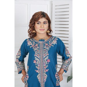 2 Piece Kurti Salwar Embroidery Set - Pure Cotton Collection Stylish Solid Color Light Weight Cotton Fabric Suit Top Bottom Salwar Kameez Indian Pakistani Embroidered Suit For Event Party Outdoor Dress - Dark Blue 2 Piece Kurti Salwar Embroidery Set - Pure Cotton Collection Stylish Solid Color Light Weight Cotton Fabric Suit Top Bottom Salwar Kameez Indian Pakistani Embroidered Suit For Event Party Outdoor Dress - Dark Blue