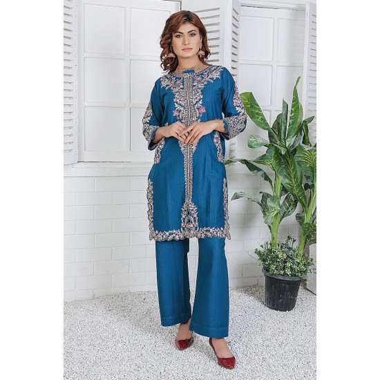 2 Piece Kurti Salwar Embroidery Set - Pure Cotton Collection Stylish Solid Color Light Weight Cotton Fabric Suit Top Bottom Salwar Kameez Indian Pakistani Embroidered Suit For Event Party Outdoor Dress - Dark Blue 2 Piece Kurti Salwar Embroidery Set - Pure Cotton Collection Stylish Solid Color Light Weight Cotton Fabric Suit Top Bottom Salwar Kameez Indian Pakistani Embroidered Suit For Event Party Outdoor Dress - Dark Blue