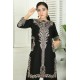 2 Piece Kurti Salwar Embroidery Set - Pure Cotton Collection Stylish Solid Color Light Weight Cotton Fabric Suit Top Bottom Salwar Kameez Indian Pakistani Embroidered Suit For Event Party Outdoor Dress - Black