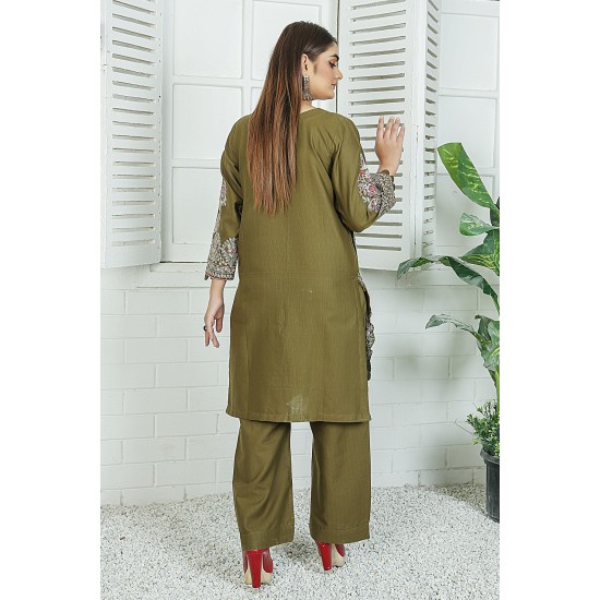 2 Piece Kurti Salwar Embroidery Set - Pure Cotton Collection Stylish Solid Color Light Weight Cotton Fabric Suit Top Bottom Salwar Kameez Indian Pakistani Embroidered Suit For Event Party Outdoor Dress - Dark Green 2 Piece Kurti Salwar Embroidery Set - Pure Cotton Collection Stylish Solid Color Light Weight Cotton Fabric Suit Top Bottom Salwar Kameez Indian Pakistani Embroidered Suit For Event Party Outdoor Dress - Dark Green