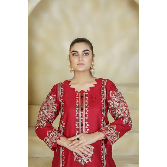 2 Piece Kurti Salwar Embroidery Set - Pure Cotton Collection Stylish Solid Color Light Weight Cotton Fabric Suit Top Bottom Salwar Kameez Indian Pakistani Embroidered Suit For Event Party Outdoor Dress - Maroon 2 Piece Kurti Salwar Embroidery Set - Pure Cotton Collection Stylish Solid Color Light Weight Cotton Fabric Suit Top Bottom Salwar Kameez Indian Pakistani Embroidered Suit For Event Party Outdoor Dress - Maroon