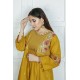 2 Piece Kurti Salwar Embroidery Set - Pure Cotton Collection Stylish Solid Color Light Weight Cotton Fabric Suit Top Bottom Salwar Kameez Indian Pakistani Embroidered Suit For Event Party Outdoor Dress - Golden