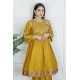 2 Piece Kurti Salwar Embroidery Set - Pure Cotton Collection Stylish Solid Color Light Weight Cotton Fabric Suit Top Bottom Salwar Kameez Indian Pakistani Embroidered Suit For Event Party Outdoor Dress - Golden