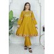 2 Piece Kurti Salwar Embroidery Set - Pure Cotton Collection Stylish Solid Color Light Weight Cotton Fabric Suit Top Bottom Salwar Kameez Indian Pakistani Embroidered Suit For Event Party Outdoor Dress - Golden