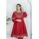  2 Piece Kurti Salwar Embroidery Set - Pure Cotton Collection Stylish Solid Color Light Weight Cotton Fabric Suit Top Bottom Salwar Kameez Indian Pakistani Embroidered Suit For Event Party Outdoor Dress - Maroon