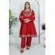  2 Piece Kurti Salwar Embroidery Set - Pure Cotton Collection Stylish Solid Color Light Weight Cotton Fabric Suit Top Bottom Salwar Kameez Indian Pakistani Embroidered Suit For Event Party Outdoor Dress - Maroon