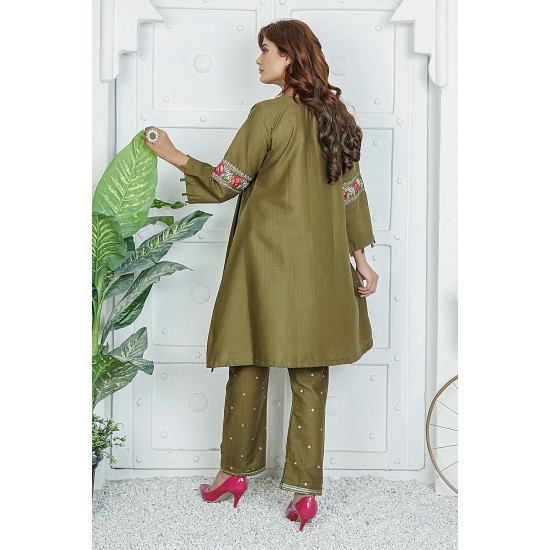 2 Piece Kurti Salwar Embroidery Set - Pure Cotton Collection Stylish Solid Color Light Weight Cotton Fabric Suit Top Bottom Salwar Kameez Indian Pakistani Embroidered Suit For Event Party Outdoor Dress - Dark Green 2 Piece Kurti Salwar Embroidery Set - Pure Cotton Collection Stylish Solid Color Light Weight Cotton Fabric Suit Top Bottom Salwar Kameez Indian Pakistani Embroidered Suit For Event Party Outdoor Dress - Dark Green