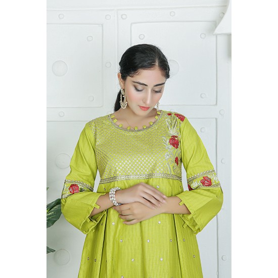 2 Piece Kurti Salwar Embroidery Set - Pure Cotton Collection Stylish Solid Color Light Weight Cotton Fabric Suit Top Bottom Salwar Kameez Indian Pakistani Embroidered Suit For Event Party Outdoor Dress - Green 2 Piece Kurti Salwar Embroidery Set - Pure Cotton Collection Stylish Solid Color Light Weight Cotton Fabric Suit Top Bottom Salwar Kameez Indian Pakistani Embroidered Suit For Event Party Outdoor Dress - Green