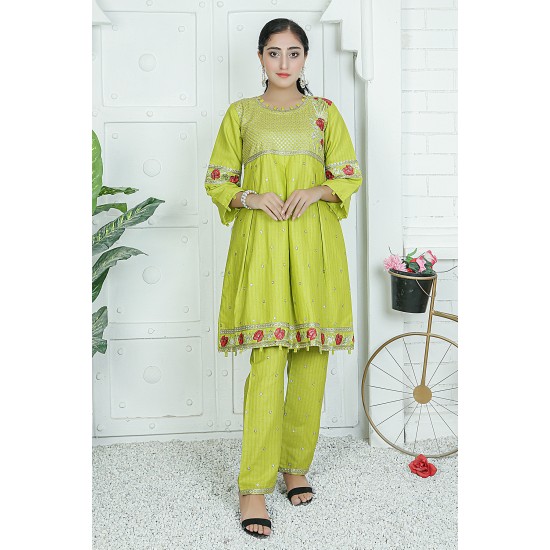 2 Piece Kurti Salwar Embroidery Set - Pure Cotton Collection Stylish Solid Color Light Weight Cotton Fabric Suit Top Bottom Salwar Kameez Indian Pakistani Embroidered Suit For Event Party Outdoor Dress - Green 2 Piece Kurti Salwar Embroidery Set - Pure Cotton Collection Stylish Solid Color Light Weight Cotton Fabric Suit Top Bottom Salwar Kameez Indian Pakistani Embroidered Suit For Event Party Outdoor Dress - Green
