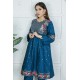  2 Piece Kurti Salwar Embroidery Set - Pure Cotton Collection Stylish Solid Color Light Weight Cotton Fabric Suit Top Bottom Salwar Kameez Indian Pakistani Embroidered Suit For Event Party Outdoor Dress - Dark Blue