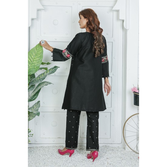 2 Piece Kurti Salwar Embroidery Set - Pure Cotton Collection Stylish Solid Color Light Weight Cotton Fabric Suit Top Bottom Salwar Kameez Indian Pakistani Embroidered Suit For Event Party Outdoor Dress - Black 2 Piece Kurti Salwar Embroidery Set - Pure Cotton Collection Stylish Solid Color Light Weight Cotton Fabric Suit Top Bottom Salwar Kameez Indian Pakistani Embroidered Suit For Event Party Outdoor Dress - Black