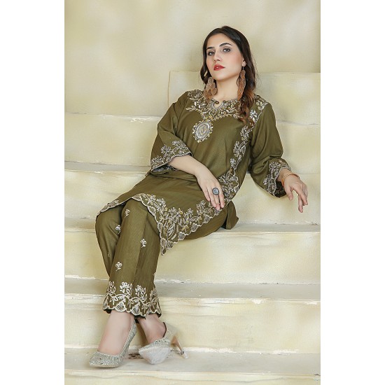 2 Piece Kurti Salwar Embroidery Set - Pure Cotton Collection Stylish Solid Color Light Weight Cotton Fabric Suit Top Bottom Salwar Kameez Indian Pakistani Embroidered Suit For Event Party Outdoor Dress - Dark Green 2 Piece Kurti Salwar Embroidery Set - Pure Cotton Collection Stylish Solid Color Light Weight Cotton Fabric Suit Top Bottom Salwar Kameez Indian Pakistani Embroidered Suit For Event Party Outdoor Dress - Dark Green