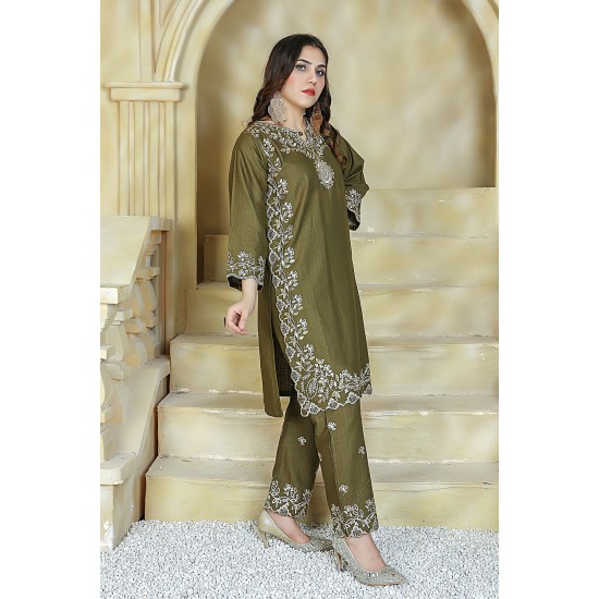 2 Piece Kurti Salwar Embroidery Set - Pure Cotton Collection Stylish Solid Color Light Weight Cotton Fabric Suit Top Bottom Salwar Kameez Indian Pakistani Embroidered Suit For Event Party Outdoor Dress - Dark Green 2 Piece Kurti Salwar Embroidery Set - Pure Cotton Collection Stylish Solid Color Light Weight Cotton Fabric Suit Top Bottom Salwar Kameez Indian Pakistani Embroidered Suit For Event Party Outdoor Dress - Dark Green