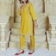  2 Piece Kurti Salwar Embroidery Set - Pure Cotton Collection Stylish Solid Color Light Weight Cotton Fabric Suit Top Bottom Salwar Kameez Indian Pakistani Embroidered Suit For Event Party Outdoor Dress - Yellow