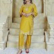  2 Piece Kurti Salwar Embroidery Set - Pure Cotton Collection Stylish Solid Color Light Weight Cotton Fabric Suit Top Bottom Salwar Kameez Indian Pakistani Embroidered Suit For Event Party Outdoor Dress - Yellow