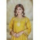  2 Piece Kurti Salwar Embroidery Set - Pure Cotton Collection Stylish Solid Color Light Weight Cotton Fabric Suit Top Bottom Salwar Kameez Indian Pakistani Embroidered Suit For Event Party Outdoor Dress - Yellow