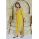  2 Piece Kurti Salwar Embroidery Set - Pure Cotton Collection Stylish Solid Color Light Weight Cotton Fabric Suit Top Bottom Salwar Kameez Indian Pakistani Embroidered Suit For Event Party Outdoor Dress - Yellow