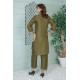 2 Piece Kurti Salwar Embroidery Set - Pure Cotton Collection Stylish Solid Color Light Weight Cotton Fabric Suit Top Bottom Salwar Kameez Indian Pakistani Embroidered Suit For Event Party Outdoor Dress - Dark Green