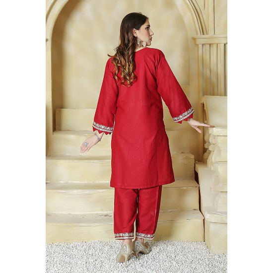 2 Piece Kurti Salwar Embroidery Set - Pure Cotton Collection Stylish Solid Color Light Weight Cotton Fabric Suit Top Bottom Salwar Kameez Indian Pakistani Embroidered Suit For Event Party Outdoor Dress - Maroon 2 Piece Kurti Salwar Embroidery Set - Pure Cotton Collection Stylish Solid Color Light Weight Cotton Fabric Suit Top Bottom Salwar Kameez Indian Pakistani Embroidered Suit For Event Party Outdoor Dress - Maroon
