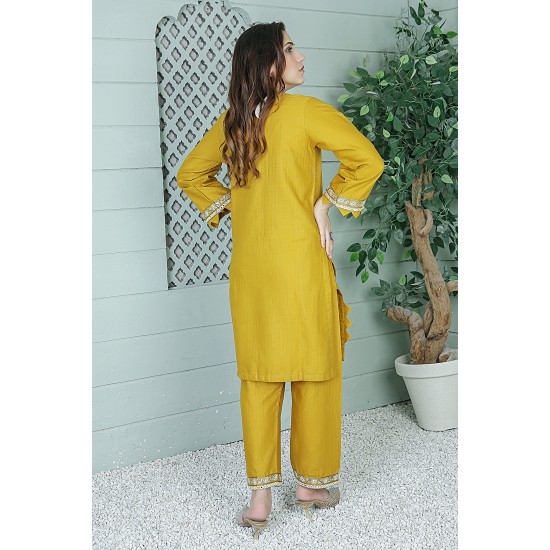 2 Piece Kurti Salwar Embroidery Set - Pure Cotton Collection Stylish Solid Color Light Weight Cotton Fabric Suit Top Bottom Salwar Kameez Indian Pakistani Embroidered Suit For Event Party Outdoor Dress - Yellow 2 Piece Kurti Salwar Embroidery Set - Pure Cotton Collection Stylish Solid Color Light Weight Cotton Fabric Suit Top Bottom Salwar Kameez Indian Pakistani Embroidered Suit For Event Party Outdoor Dress - Yellow