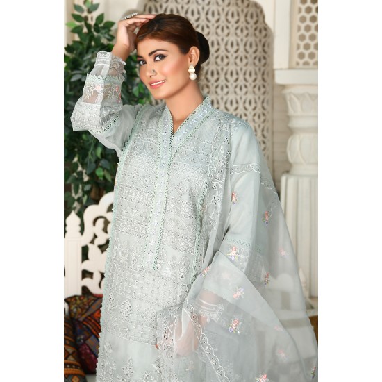 3 Piece Fancy Embroidery Dress - Stylish Light Weight Chiffon Organza Fabric Suit Indian Pakistani Fancy Embroidered Dress For Events Party Outdoor Dress - Green 3 Piece Fancy Embroidery Dress - Stylish Light Weight Chiffon Organza Fabric Suit Indian Pakistani Fancy Embroidered Dress For Events Party Outdoor Dress - Green
