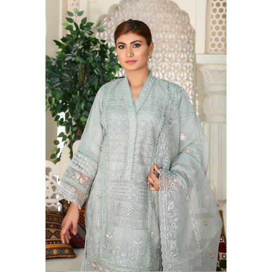 3 Piece Fancy Embroidery Dress - Stylish Light Weight Chiffon Organza Fabric Suit Indian Pakistani Fancy Embroidered Dress For Events Party Outdoor Dress - Green 3 Piece Fancy Embroidery Dress - Stylish Light Weight Chiffon Organza Fabric Suit Indian Pakistani Fancy Embroidered Dress For Events Party Outdoor Dress - Green