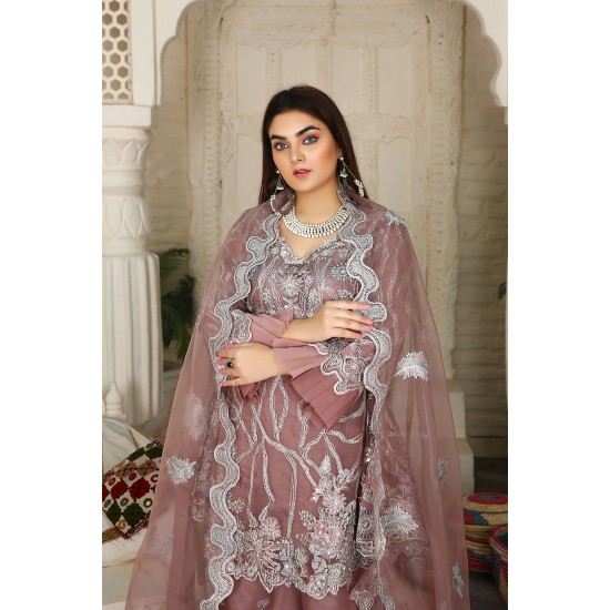 3 Piece Fancy Embroidery Dress - Stylish Light Weight Chiffon Organza Fabric Suit Indian Pakistani Fancy Embroidered Dress For Events Party Outdoor Dress - Dark Pink 3 Piece Fancy Embroidery Dress - Stylish Light Weight Chiffon Organza Fabric Suit Indian Pakistani Fancy Embroidered Dress For Events Party Outdoor Dress - Dark Pink