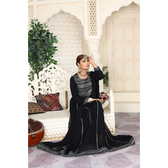 3 Piece Fancy Embroidery Dress - Stylish Light Weight Chiffon Fabric Suit Indian Pakistani Fancy Embroidered Dress For Events Party Outdoor Dress - Black 3 Piece Fancy Embroidery Dress - Stylish Light Weight Chiffon Fabric Suit Indian Pakistani Fancy Embroidered Dress For Events Party Outdoor Dress - Black
