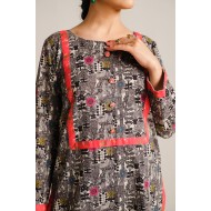 2 Piece Digital Print Kurti Salwar Set - Pure Cotton Collection Stylish Light Weight Cotton Fabric Suit Top Bottom Salwar Kameez Indian Pakistani Printed Suit For Casual Outdoor Dress - Multicolor