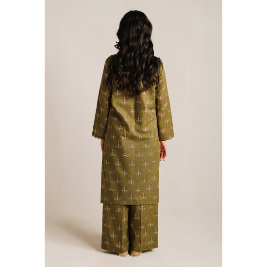 2 Piece Digital Print Kurti Salwar Set - Pure Cotton Collection Stylish Light Weight Cotton Fabric Suit Top Bottom Salwar Kameez Indian Pakistani Printed Suit For Casual Outdoor Dress - Dark Green