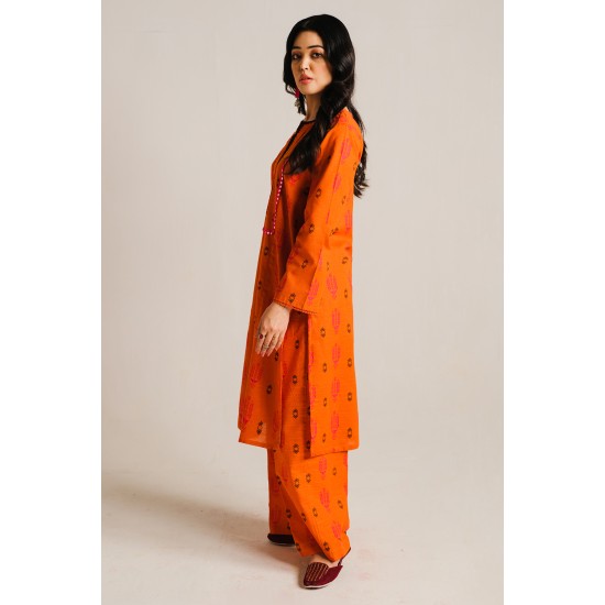 2 Piece Digital Print Kurti Salwar Set - Pure Cotton Collection Stylish Light Weight Cotton Fabric Suit Top Bottom Salwar Kameez Indian Pakistani Printed Suit For Casual Outdoor Dress - Orange 2 Piece Digital Print Kurti Salwar Set - Pure Cotton Collection Stylish Light Weight Cotton Fabric Suit Top Bottom Salwar Kameez Indian Pakistani Printed Suit For Casual Outdoor Dress - Orange