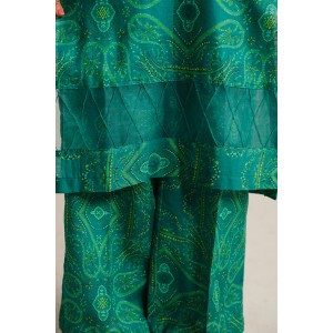 2 Piece Digital Print Kurti Salwar Set - Pure Cotton Collection Stylish Light Weight Cotton Fabric Suit Top Bottom Salwar Kameez Indian Pakistani Printed Suit For Casual Outdoor Dress - Dark Green