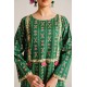 2 Piece Digital Print Kurti Salwar Set - Pure Cotton Collection Stylish Light Weight Cotton Fabric Suit Top Bottom Salwar Kameez Indian Pakistani Printed Suit For Casual Outdoor Dress - Dark Green