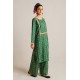 2 Piece Digital Print Kurti Salwar Set - Pure Cotton Collection Stylish Light Weight Cotton Fabric Suit Top Bottom Salwar Kameez Indian Pakistani Printed Suit For Casual Outdoor Dress - Dark Green