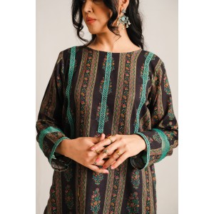 2 Piece Digital Print Kurti Salwar Set - Pure Cotton Collection Stylish Light Weight Cotton Fabric Suit Top Bottom Salwar Kameez Indian Pakistani Printed Suit For Casual Outdoor Dress - Black