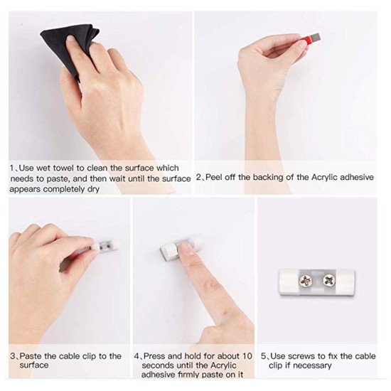 20 Pcs Strong Self Adhesive Cable Winder Management Clips with Screws 20 Pcs Strong Self Adhesive Cable Winder Management Clips with Screws