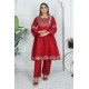  2 Piece Kurti Salwar Embroidery Set - Pure Cotton Collection Stylish Solid Color Light Weight Cotton Fabric Suit Top Bottom Salwar Kameez Indian Pakistani Embroidered Suit For Event Party Outdoor Dress - Maroon