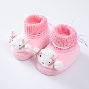  cute high-top baby new born velvet thickened warm cotton shoes - pink