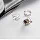 3 Pcs Ring Set For Women Aesthetic Vintage Resizable Finger Rings Silver 3 Pcs Ring Set For Women Aesthetic Vintage Resizable Finger Rings Silver