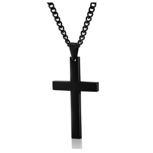 Jewelry Cross Necklace Chain for Men Women Stainless Steel Black