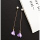Earrings Flower Tassel Women Imitation Pearl Long Earring Purple