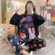 2 PCS NIGHTWEAR PAJAMA SHORTS SETS FOR WOMEN SLEEPWEAR BLACK