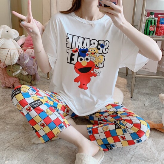 2 Pcs Nightwear Pajama Sets For Women Sleepwear Multicolor