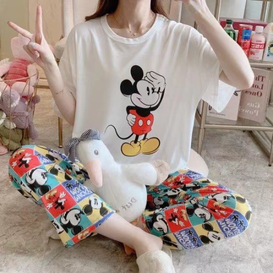 2 Pcs Nightwear Pajama Sets For Women Sleepwear Multicolor