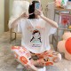 2 Pcs Nightwear Pajama Sets For Women Sleepwear Orange
