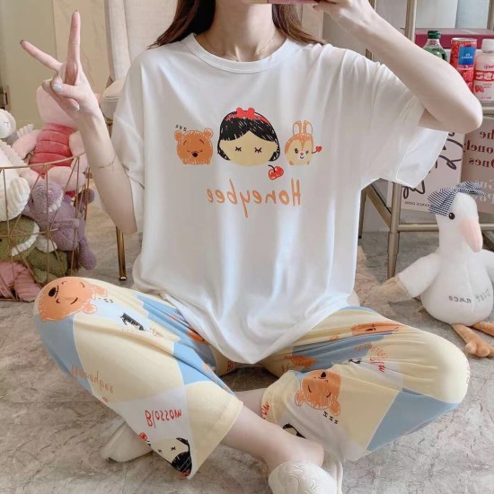 2 Pcs Nightwear Pajama Sets For Women Sleepwear White 2 Pcs Nightwear Pajama Sets For Women Sleepwear White