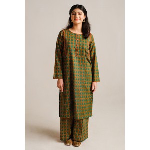 2 Piece Digital Print Kurti Salwar Set - Pure Cotton Collection Stylish Light Weight Cotton Fabric Suit Top Bottom Salwar Kameez Indian Pakistani Printed Suit For Casual Outdoor Dress - Dark Green